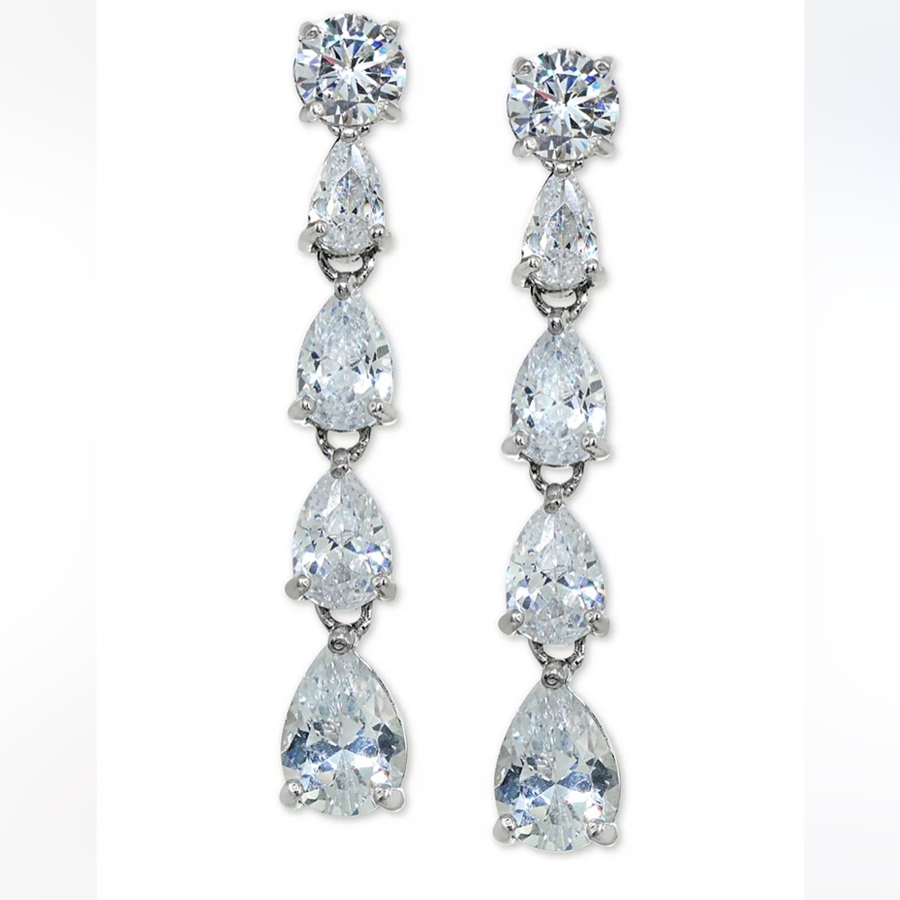 Giani Bernini White and Silver Pear Drop Dangle Earrings